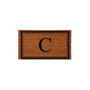 Evergreen Monogram Indoor Outdoor 100% Natural Coir Doormat 28" x 16" |  Letter  "C" - 1 of 4