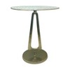 Round Side Table with Patterned Metal Top - Narrow End Table for Living Room or Bedroom - Modern Accent Furniture with Sleek Pedestal Base - 20", Gold - 2 of 4