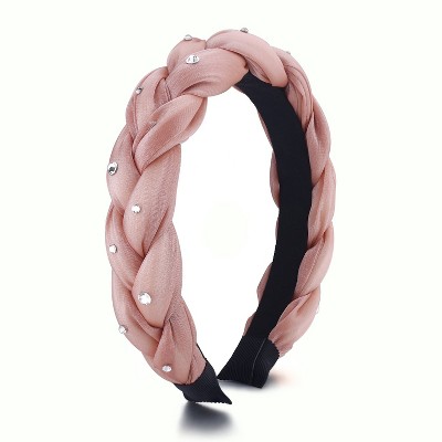 Liv & Ava BRAIDED HEADBAND WITH CRYSTAL Pink