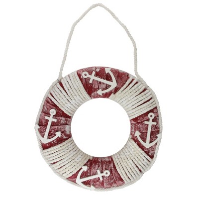 Northlight 14" Life Preserver with Rope and Anchor Detail Wall Decor