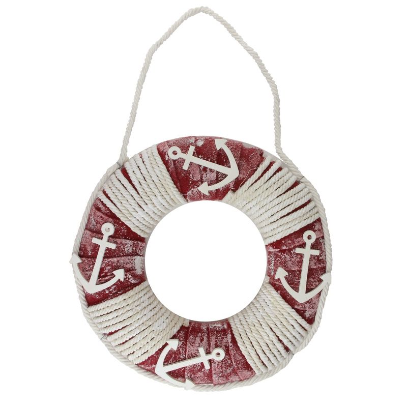 Northlight 14" Life Preserver with Rope and Anchor Detail Wall Decor, 1 of 3