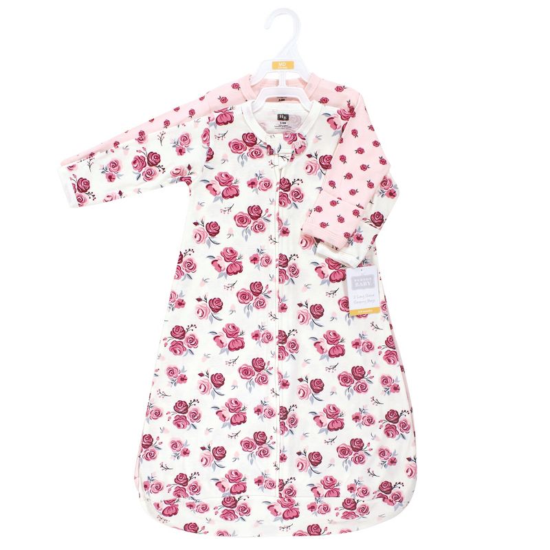 Hudson Baby Infant Girl Cotton Long-Sleeve Wearable Sleeping Bag, Sack, Blanket, Roses, 3 of 6