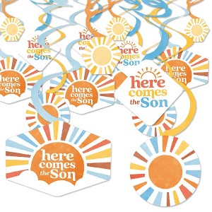 Big Dot of Happiness Here Comes The Son Party Decoration Swirls, Boy Boho Baby Shower Hanging Decor - Set of 40 - 1 of 4