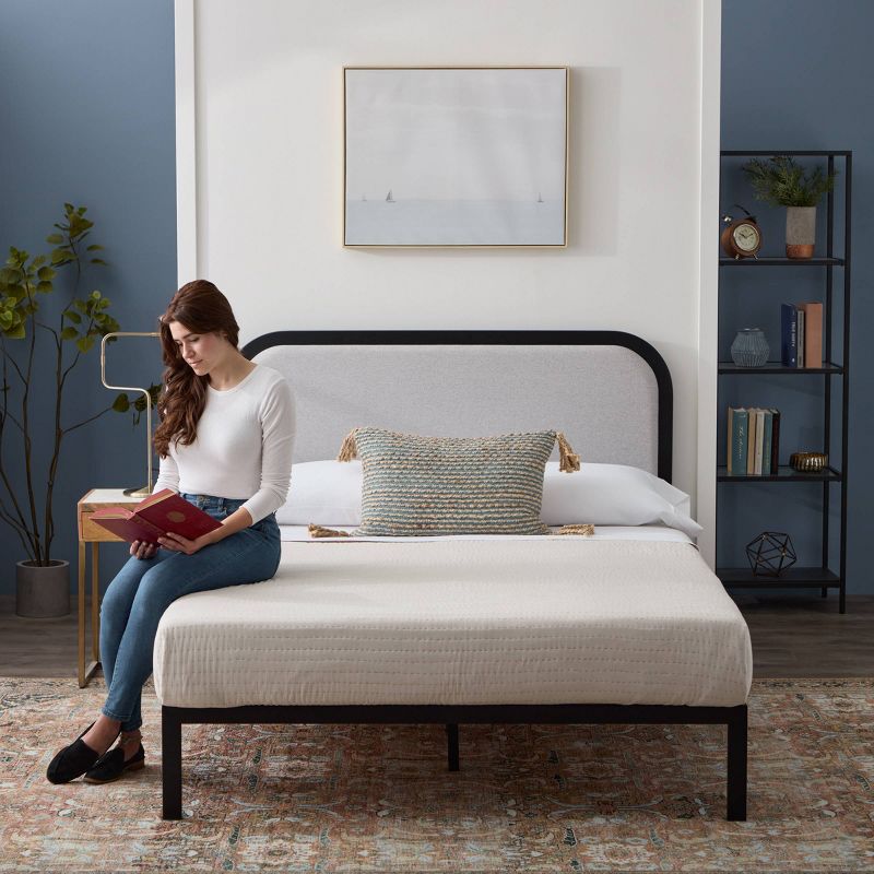 Molly Metal Bed Frame with Rounded Upholstered Headboard - Brookside Home, 6 of 9