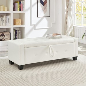 CAVINAS 48" Ottoman Bench with Storage,Upholstered Tufted Faux Leather PU Ottoman with Flip Top,Footboard Footrest for Bedroom - 1 of 4