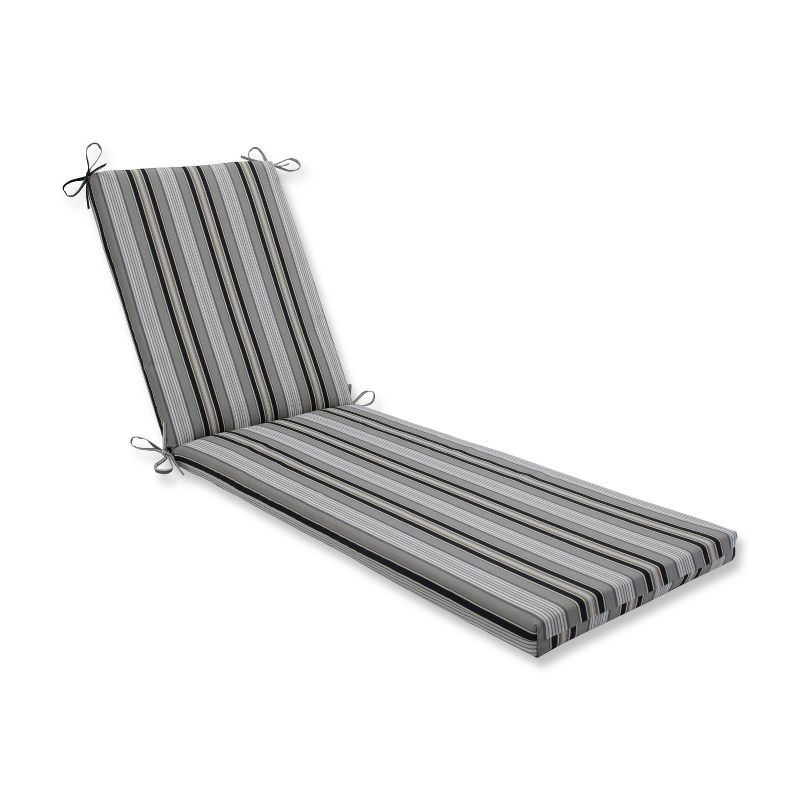Indoor/Outdoor Getaway Stripe Onyx Black Chaise Lounge Cushion - Pillow Perfect, 1 of 5