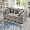 60.5'' Velvet Upholstered Loveseat Sofa with Square Arms and Nailhead Trim, Hidden Storage - 3 of 4