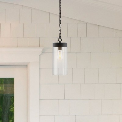 Lianne Matte Black Glass LED Outdoor Pendant