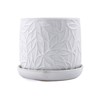 VisioGear 2PCS Ceramic Flowerpot, 7" Modern Planter for Patio, Garden, Windowsill, Gloss White, 8.08"*8.08"*7.09" - 2 of 4