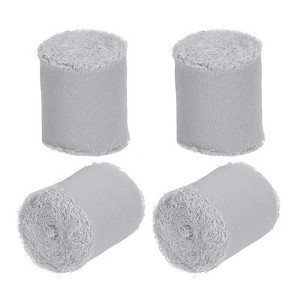 Unique Bargains DIY Crafts Party Gift Wrapping Fringe Chiffon Silk Ribbon 4 Rolls - 1 of 4