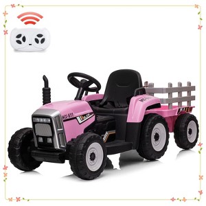 Kids Ride On Tractor,12V Kids Battery Powered Electric Tractor with R/C and Trailer - 1 of 4