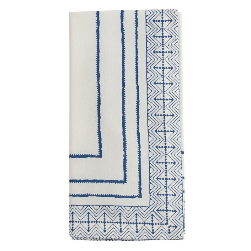 Saro Lifestyle Hand Block Print Cotton Table Napkins, 1 of 5