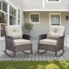 Buenhomino Patio Furniture Set 3 Pieces, Wicker Rocking Bistro Set with Thick Cushions, Outdoor Rocker Chairs and Coffee Table for Porch, Backyard - 2 of 4