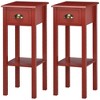 HOMCOM 2-Tier Side Table with Drawer, Narrow End Table with Bottom Shelf, for Living Room or Bedroom, Set of 2, Red - 4 of 4