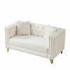 Sapphtopaz Velvet Couches for Living Room with Nailhead&Button Tufted Upholstered Leisure Sofa with Square Arms&Deep Seat for Apartment - 2 of 4