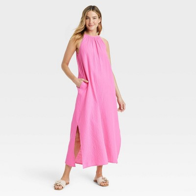 Women's Scoop Back Maxi Shift Dress - Universal Thread™ Pink Xs : Target