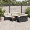 vidaXL 9 Piece Patio Sofa Set with Cushions Black Poly Rattan - Black and Cream - 2 of 4