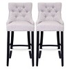 WestinTrends 29" Linen Tufted Buttons Upholstered Wingback Bar Stool (Set of 3) - 3 of 4