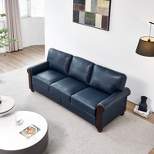 Eulalia Transitional Leather 82"Wide Sofa With Rolled Arms and Solid Wood Legs | ARTFUL LIVING DESIGN