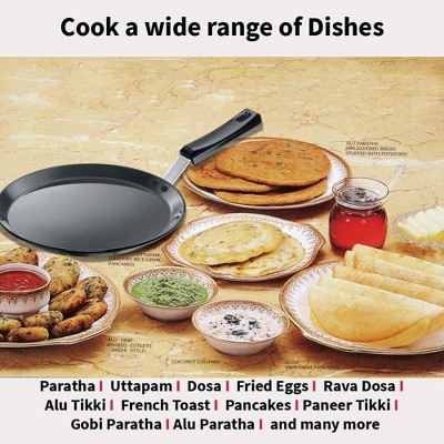 Futura 10" Black Nonstick Aluminum Tava Griddle with Plastic Handle