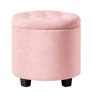 Round Storage Ottoman, Ottoman with Storage, 17.7" Dia. x 17.5" H, Sturdy Footrest with Legs, Supports 330 lb, for Living Room & Bedroom - 1 of 4