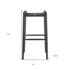 HomeRoots 31" Black Rush and Solid Wood Backless Bar Height Bar Chair - 3 of 4