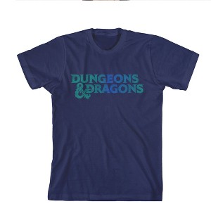 Youth Boys Dungeons and Dragons Teal Logo Navy Blue Graphic Tee Shirt - 1 of 1