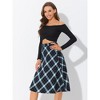 INSPIRE CHIC Women's Tartan Plaid High Waist Belted Vintage A-Line Midi Skirt - 3 of 4