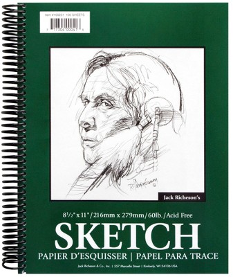 Jack Richeson Spiral Binding Heavy Weight Drawing Pad, 80 lb, 12 x 18 in, 30 Sheets