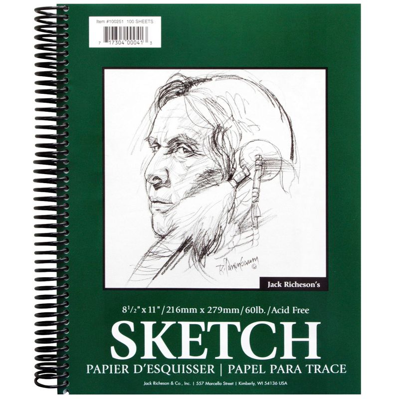 Jack Richeson Sulphite Sketch Pad, 8-1/2 x 11 Inches, 60 lb, 100 Sheets, 1 of 2