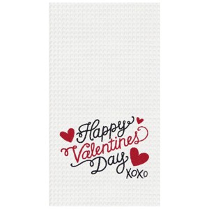 C&F Home Happy Valentines Day XOXO Embroidered Waffle Weave Cotton Kitchen Dishtowel - 1 of 4