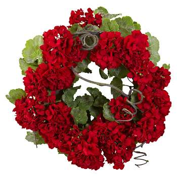 Nearly Natural 17" Geranium Wreath