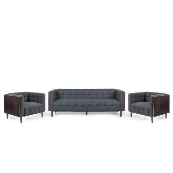 Mclarnan Contemporary Tufted 5 Seater Living Room Set - Christopher Knight Home