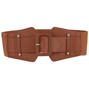 INSPIRE CHIC Women's Wide Stretchy Vintage Elastic Chunky Waist Buckle Belts - 1 of 4