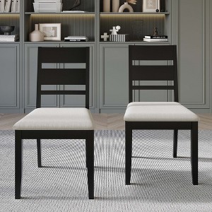 ChaletPosh Wooden Dining Chair With Warm Grey Cover (Set of 2) - 1 of 4
