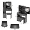 29.2" Small Space Left Drawer Desktop Vanity Table + Cushioned Stool, Extra Large Right sliding mirror, Multi Layer High Capacity Storage - 3 of 4