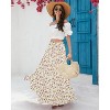 Women's Chiffon Boho Maxi Skirt - High Waist Tiered Pleated Floral A-Line Long Skirt Yellow Floral - 4 of 4