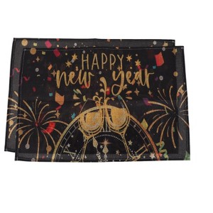 Unique Bargains Christmas Place Mats Flax Red White Green Black 11.8"x17.7" 2Pcs - 1 of 4
