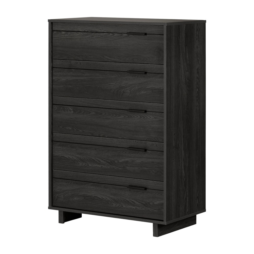 Photos - Dresser / Chests of Drawers South Shore Fynn 5 Drawer Chest Gray Oak: Modern Design, Metal Pulls, Smoo