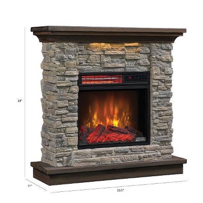 Austin Smoky Gray Stone Electric Fireplace Mantel