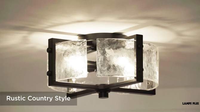 Possini Euro Design Adri Modern Ceiling Light Flush Mount Fixture Black 16 1/2" Wide Black 4-Light Textured Glass for Bedroom Kitchen Living Room Home, 2 of 9, play video