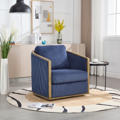 30.12"W Corduroy Upholstered 360 Degree Swivel Barrel Chair, Comfortable Accent Sofa Chair - ModernLuxe