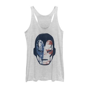 Women's Marvel Fourth of July  Iron Man American Flag Mask Racerback Tank Top - 1 of 3