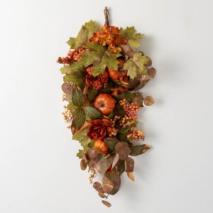 29"H Sullivans Artificial Fall Floral Berry Pumpkin Swag, Multicolor - 1 of 3