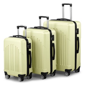Karl Home Luggage Set of 3, ABS PC Hardside Suitcase Sets with TSA Lock 4 Spinner Wheels Yellow - 1 of 4