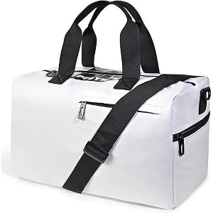 MaseiKar Lightweight Gym Bag for Women Man,Water Resistant Duffle Bag for Travel with Wet Pocket,Wear resistant Weekender Overnight Duffel Bag,White - 1 of 4