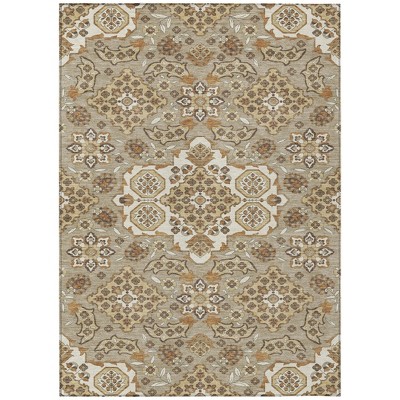 HomeRoots 9' X 12' Taupe Copper And Beige Medallion Washable Indoor Outdoor Area Rug