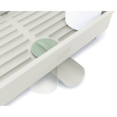Beige Steel Foldable Dish Rack with Utensil Cup