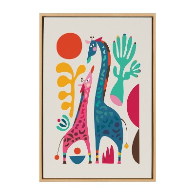 Colorful Giraffe Love Abstract Canvas Art for Kids
