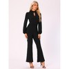 INSPIRE CHIC Women's Long Sleeve High Waist Elegant Party Bell Bottom Pants Jumpsuit - 4 of 4